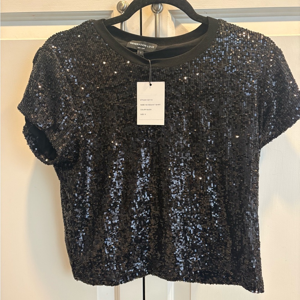 Kai sequin shirt Generation Love black size small NWT